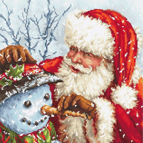 Siuvinėjimo rinkinys LetiStitch Santa Claus and Snowman SLETI919 25x25cm - kaSiulai.lt