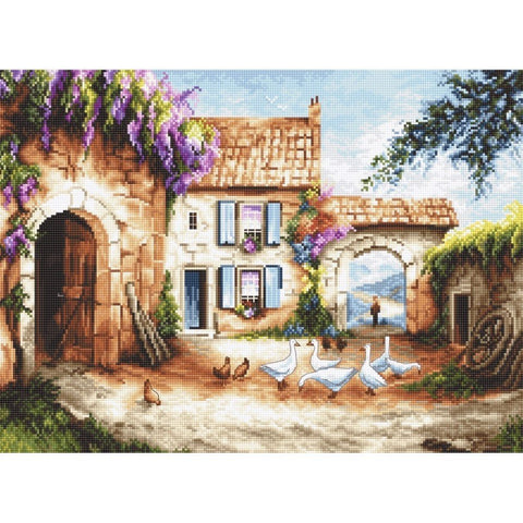 Siuvinėjimo rinkinys LetiStitch Village SLETI902 35x26cm - kaSiulai.lt