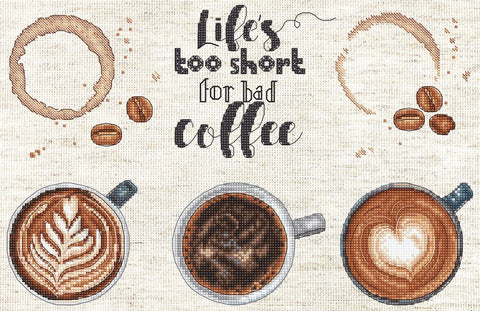 Siuvinėjimo rinkinys "Life’s too short for a bad coffee" 29x19cm SLETIL8097 - 🧶kaSiulai.lt