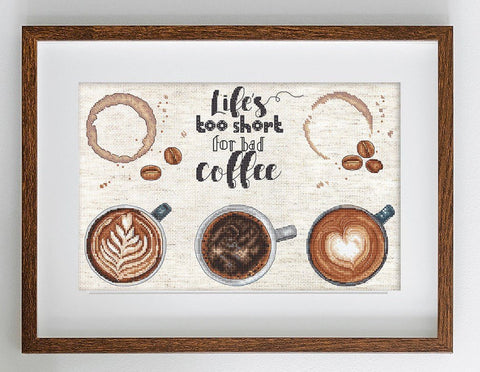 Siuvinėjimo rinkinys "Life’s too short for a bad coffee" 29x19cm SLETIL8097 - 🧶kaSiulai.lt