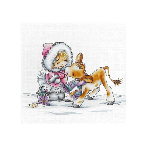 Siuvinėjimo rinkinys Luca-S Girl with a Calf SB1058 17x11.5cm - kaSiulai.lt