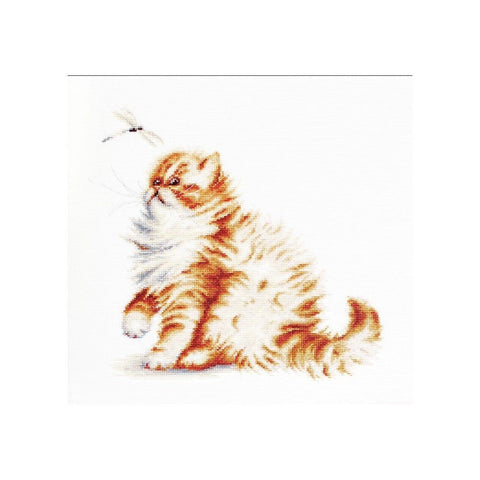 Siuvinėjimo rinkinys Luca-S Kitten with a dragonfly SB2270 22.5x22cm - kaSiulai.lt