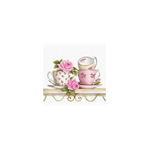 Siuvinėjimo rinkinys Luca-S Stacked Tea Cups SBA2327 27x19.5cm - kaSiulai.lt