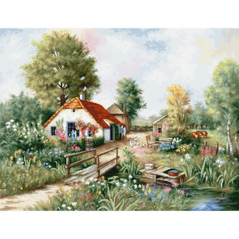 Siuvinėjimo rinkinys Luca-S Village Landscape SBU4011 46x35cm - kaSiulai.lt