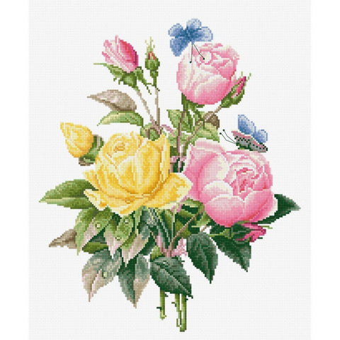 Siuvinėjimo rinkinys Luca-S Yellow Roses And Bengal Roses SBU4003 25x30cm - kaSiulai.lt