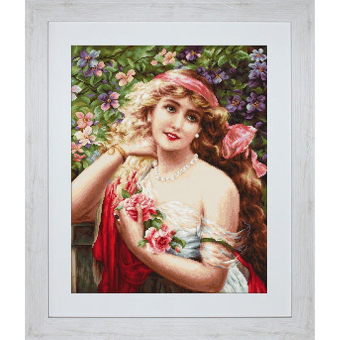 Siuvinėjimo rinkinys Luca-S Young Lady with Roses SG549 20x25cm - kaSiulai.lt