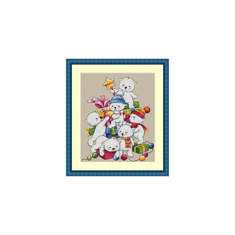 Siuvinėjimo rinkinys Merejka Christmas Bears SK55 20x17cm - kaSiulai.lt