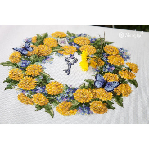 Siuvinėjimo rinkinys Merejka Dandelion Wreath SK97 30x26cm - kaSiulai.lt