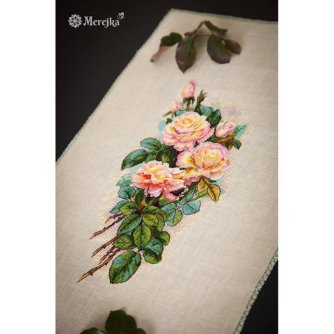 Siuvinėjimo rinkinys Merejka Vintage Roses SK67A Aida 16 Cappuccino 15x29cm - kaSiulai.lt