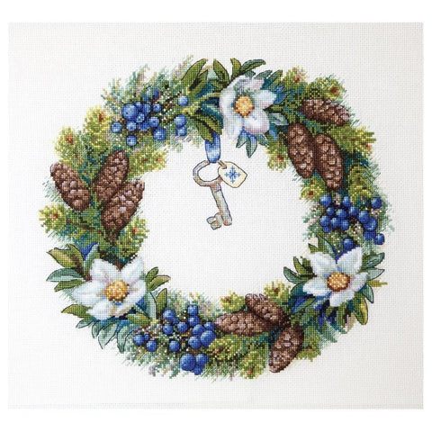 Siuvinėjimo rinkinys Merejka Winter Wreath SK104 28x24.5cm - kaSiulai.lt