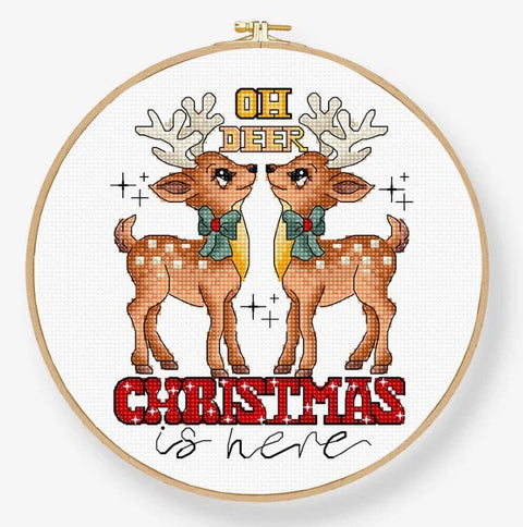 Siuvinėjimo rinkinys Oh Deer Christmas Is Here - Hoop included 12x14cm SLETIL9912 - 🧶kaSiulai.lt