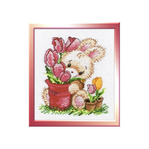 Siuvinėjimo rinkinys Oven Rabbit with Tulips S715 13x16cm - kaSiulai.lt