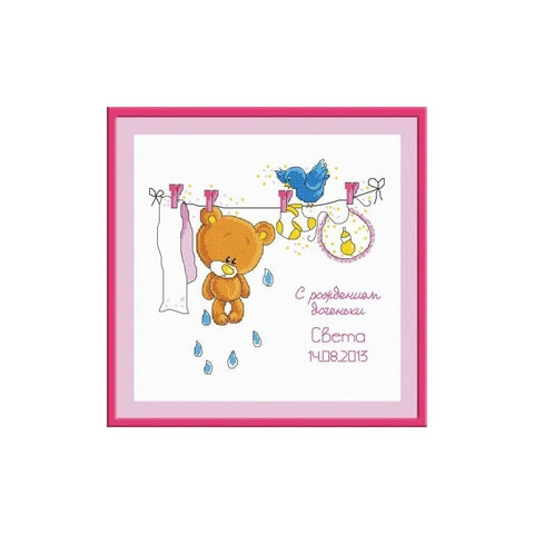 Siuvinėjimo rinkinys Oven Sampler with Bear (girl) S577 22x20cm - kaSiulai.lt