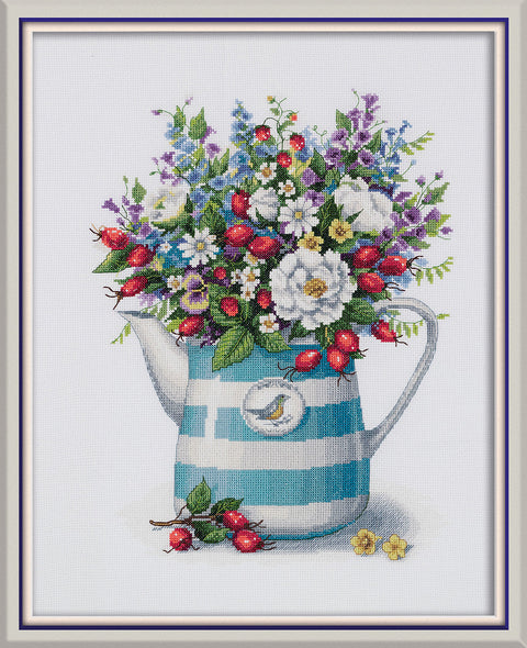 PANNA „Liepos vidurys“ kryželių siuvinėjimo rinkinys, 26,5 × 33,5 cm – vasaros peizažas