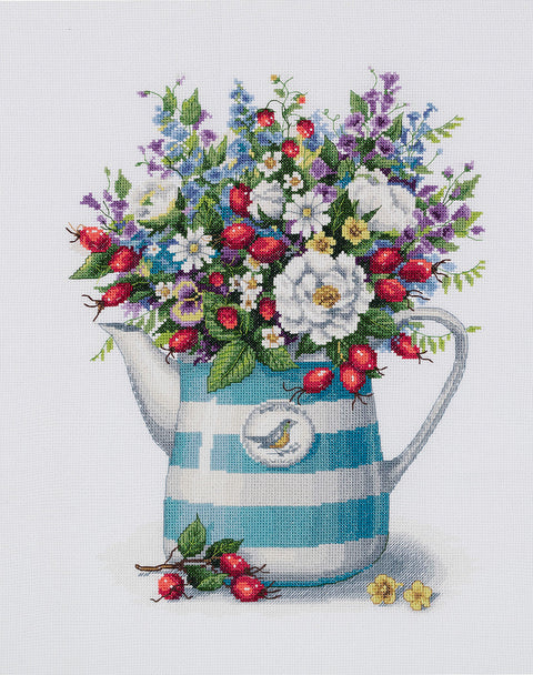 PANNA „Liepos vidurys“ kryželių siuvinėjimo rinkinys, 26,5 × 33,5 cm – vasaros peizažas