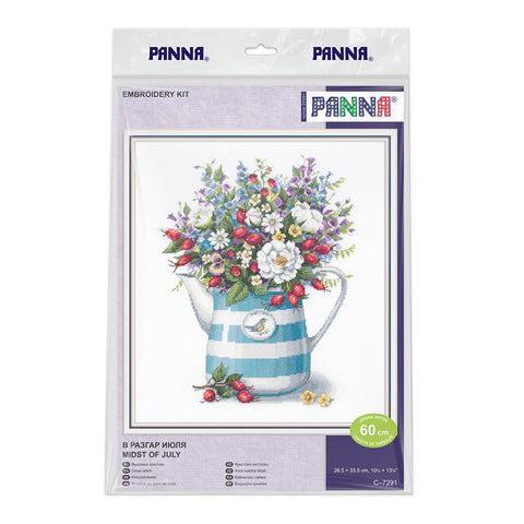 PANNA „Liepos vidurys“ kryželių siuvinėjimo rinkinys, 26,5 × 33,5 cm – vasaros peizažas