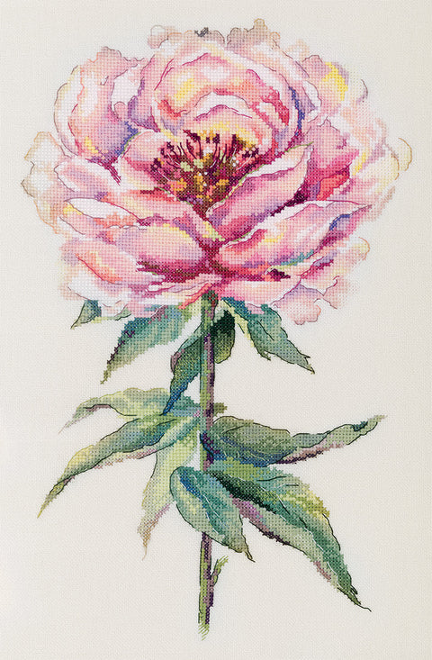 Kryželių siuvinėjimo rinkinys „Bijūnas“, 25,5×38,5 cm – elegantiškas klasikinio interjero sienų akcentas