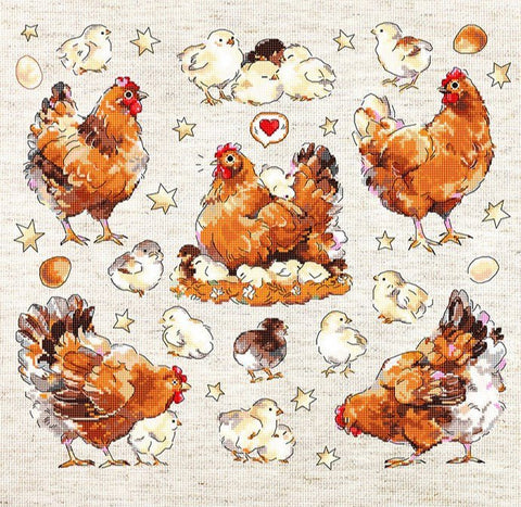 Siuvinėjimo rinkinys Pied Hens 33x30 cm SLETIL8819 - 🧶kaSiulai.lt