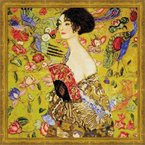 Siuvinėjimo rinkinys Riolis 1226 "Dama su vėduokle" (pagal G.Klimto paveikslą) - kaSiulai.lt