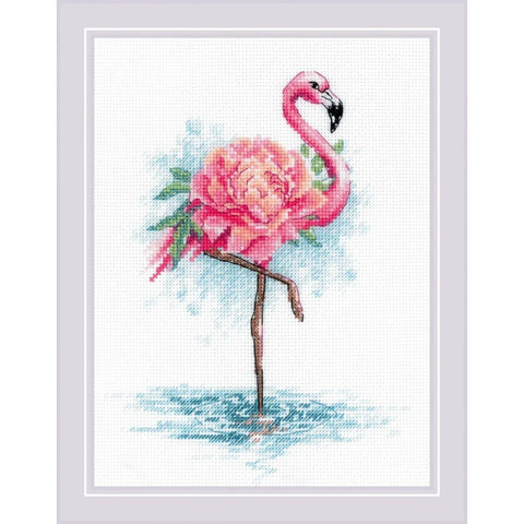 Siuvinėjimo rinkinys RIOLIS Blooming Flamingo 2117 18x24cm - kaSiulai.lt