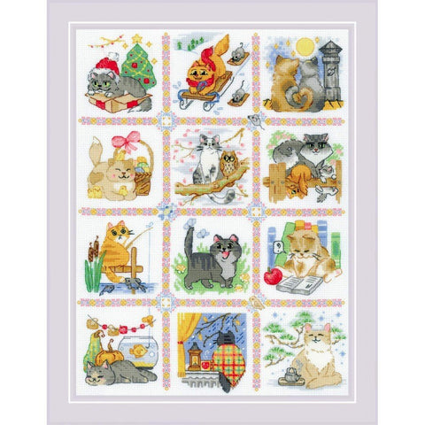 Siuvinėjimo rinkinys RIOLIS Cat Calendar 2136 30x40cm - kaSiulai.lt