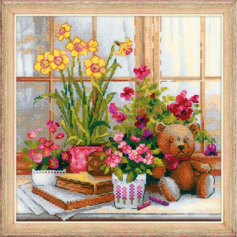 Siuvinėjimo rinkinys RIOLIS Daffodils On The Windowsill 1762 25x25cm - kaSiulai.lt