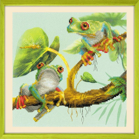 Siuvinėjimo rinkinys RIOLIS Frogs 0083 PT 20x20cm - kaSiulai.lt