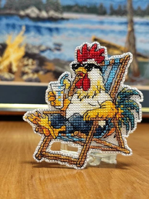 Siuvinėjimo kryželiu rinkinys magnetui „Poilsis paplūdimyje“ 8,6 x 9,3 cm