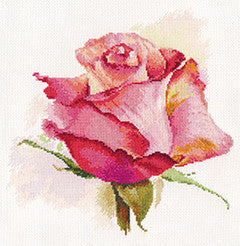 Rožės alsavimas – skaičiuojamo kryželio siuvinėjimo rinkinys, Aida 16 ct (balta), 24×24 cm