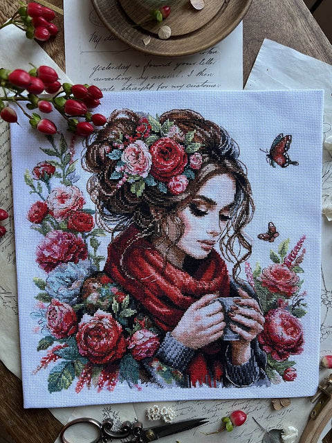 Kryželių siuvinėjimo rinkinys „Harmonija“ 24×24 cm – kvadratinis paveikslas, puiki dovana