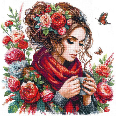 Kryželių siuvinėjimo rinkinys „Harmonija“ 24×24 cm – kvadratinis paveikslas, puiki dovana