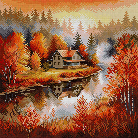 Siuvinėjimo kryželiu rinkinys „Rudens grožis“ 22 x 21,5 cm