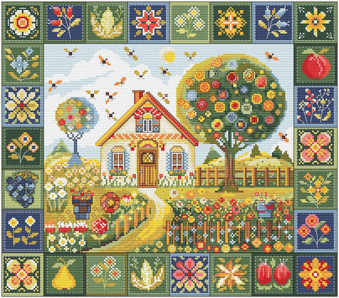 Siuvinėjimo kryželiu rinkinys „Vasaros raštai“ 32 x 27 cm