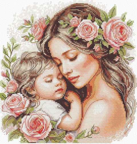 Siuvinėjimo kryželiu rinkinys „Mamos apkabinimai“ 21,5 x 22 cm