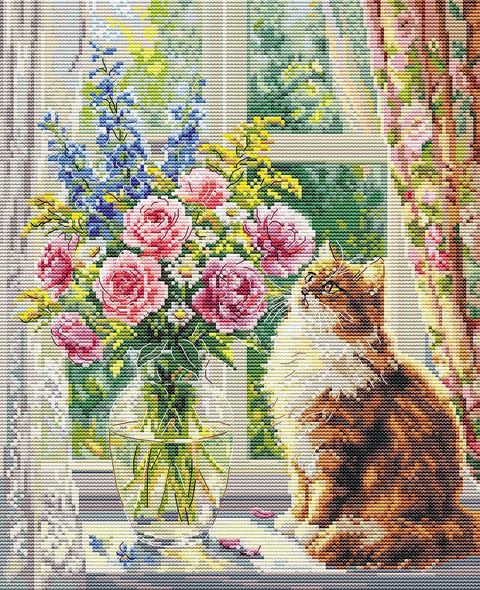 Siuvinėjimo kryželiu rinkinys „Jauki popietė“ 21,5 x 28 cm