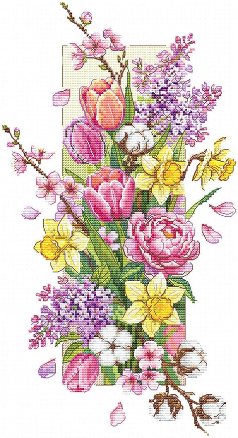 Siuvinėjimo kryželiu rinkinys „Gėlių valsas“ 16 x 27,5 cm