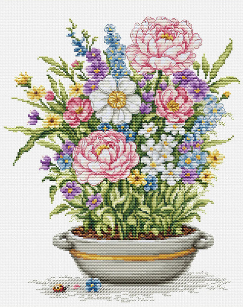 Siuvinėjimo kryželiu rinkinys „Sapnas po žiedlapiais“ 25 x 30 cm