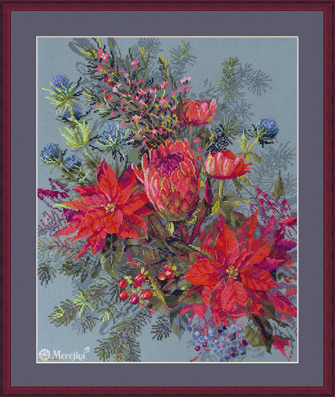 Siuvinėjimo kryželiu rinkinys „Kalėdinė kompozicija“ 30×42 cm, Merejka rankdarbiai