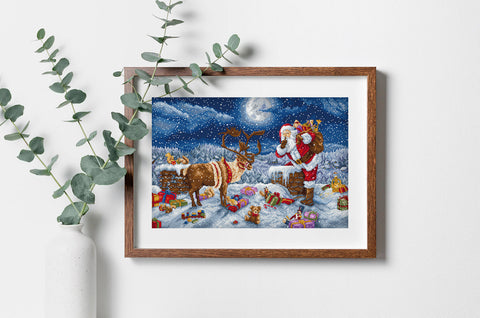 Kryželių siuvinėjimo rinkinys „Tylios nakties dovana“ – 43×29 cm paveikslas