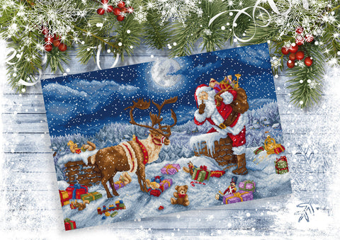 Kryželių siuvinėjimo rinkinys „Tylios nakties dovana“ – 43×29 cm paveikslas