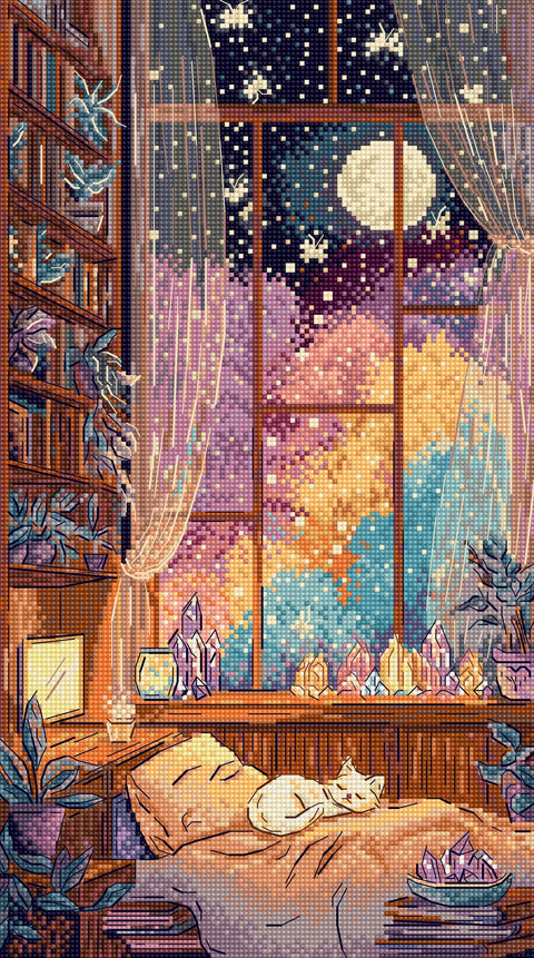 Siuvinėjimo kryželiu rinkinys „Krištolinė mėnesiena“ 18 x 32 cm