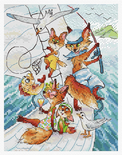 Siuvinėjimo kryželiu rinkinys „Jūros kelionė“ 20 x 16 cm