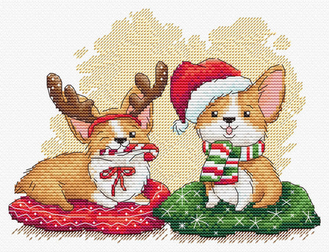 Kryželių siuvinėjimo rinkinys „Naujųjų šventė“ – naujametis žiemos motyvas, 15 × 19 cm