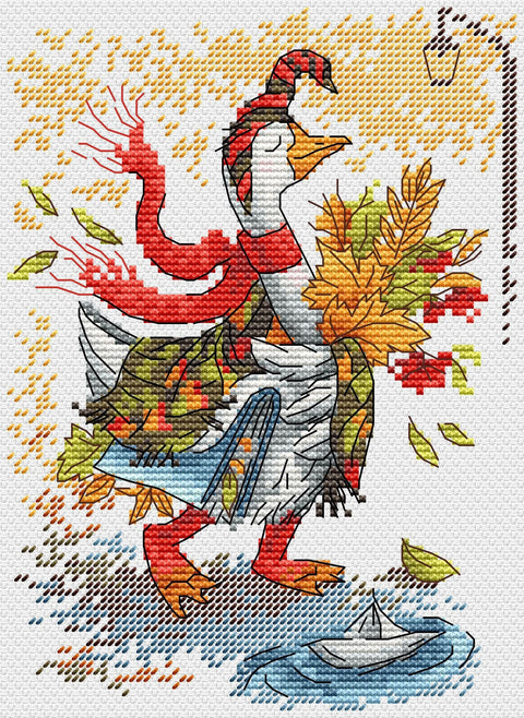 Siuvinėjimo rinkinys kryželiu „Rudens pasivaikščiojimas“, 18x13 cm, SM-795