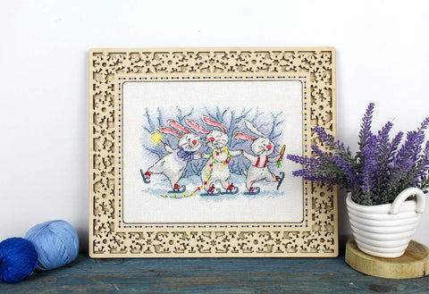 Siuvinėjimo kryželiu rinkinys „Šventinis ratelis“ 13×20 cm – šventinis motyvas dekorui
