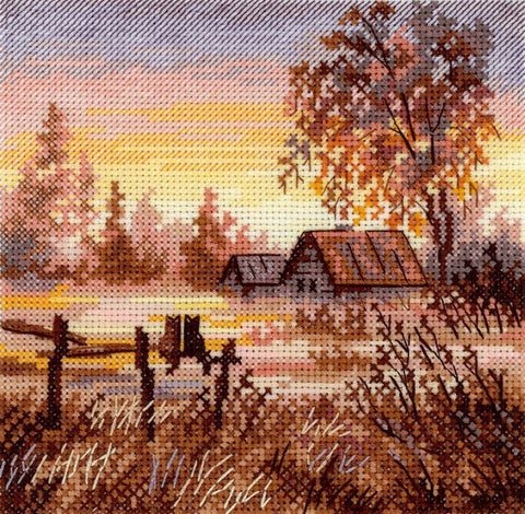 Siuvinėjimo kryželiu rinkinys „Kaimo romantika“ 14 x 14 cm