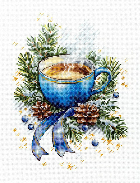 Siuvinėjimo kryželiu rinkinys „Šildanti arbata“ 20 x 14 cm