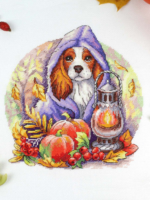 Siuvinėjimo kryželiu rinkinys „Rudeninis Mėlis“ paveikslui 20x18 cm, SNV-885