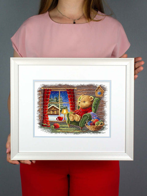 Kryželių siuvinėjimo rinkinys „Ramus vakaras“ 20×25 cm – pradedantiesiems ir pažengusiems, rėminimui ir sienų dekorui