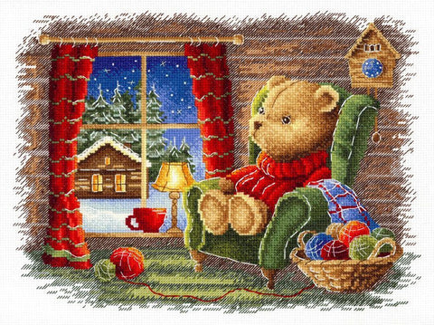 Kryželių siuvinėjimo rinkinys „Ramus vakaras“ 20×25 cm – pradedantiesiems ir pažengusiems, rėminimui ir sienų dekorui